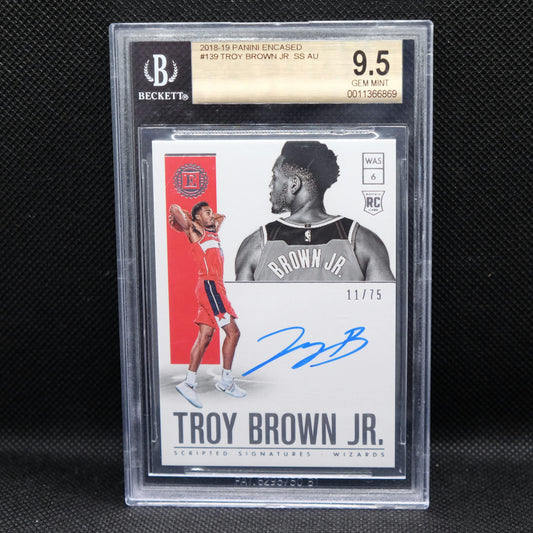 2018-19 Troy Brown Jr. Encased Rookie Scripted Signatures /75 #139 BGS9.5 / 10