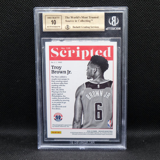 2018-19 Troy Brown Jr. Encased Rookie Scripted Signatures /75 #139 BGS9.5 / 10