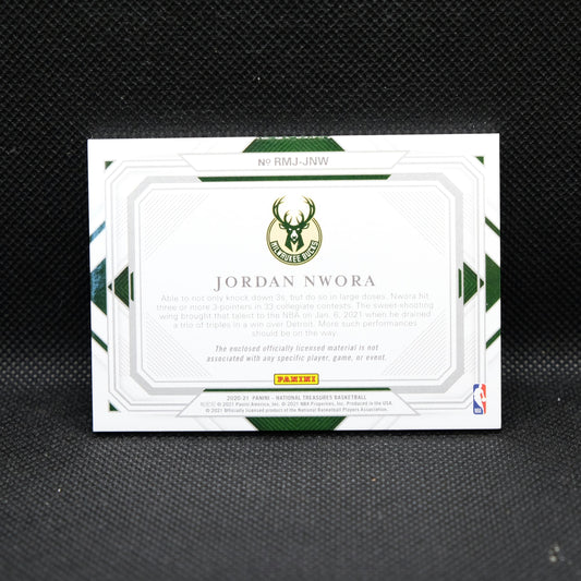 2020-21 Jordan Nwora National Treasures Rookie Jumbo Materials 18/25 RMJ-JNW