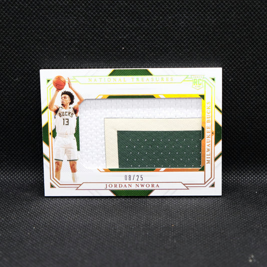 2020-21 Jordan Nwora National Treasures Rookie Jumbo Materials 8/25 RMJ-JNW