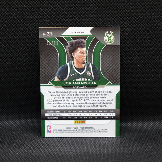 2020-21 Jordan Nwora Prizm #273 Purple Prizm /99 RC