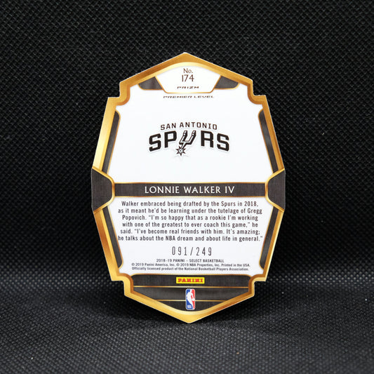 2018-19 Lonnie Walker IV Select /249 Blue Die Cut Prizm Rookie Card #174