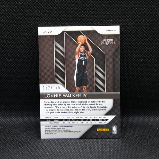 2018-19 Lonnie Walker IV Prizm #251 RC Blue Fast Break Prizm /175