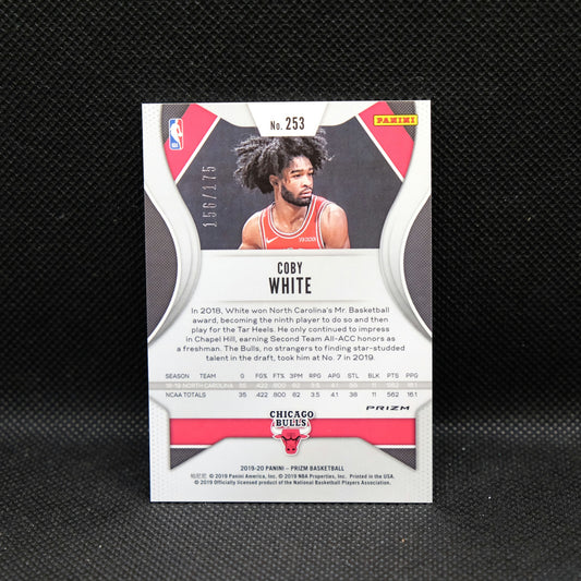 2019-20 Coby White Prizm #253 Blue Fast Break Prizm RC /175