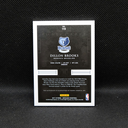 2017-18 Dillon Brooks Impeccable Rookie Signature 14/99