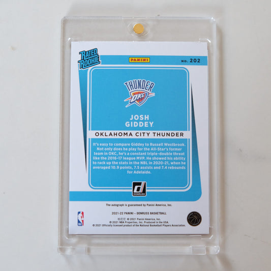 2021-22 Josh Giddey Donruss Rated Rookie Red Choice /99 Autograph