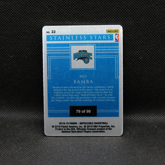 2018-19 Mo Bamba Select Impeccable Stainless Stars RC /99