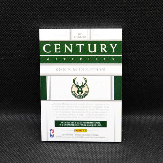 2017-18 Khris Middleton National Treasures Century Materials Gold /10