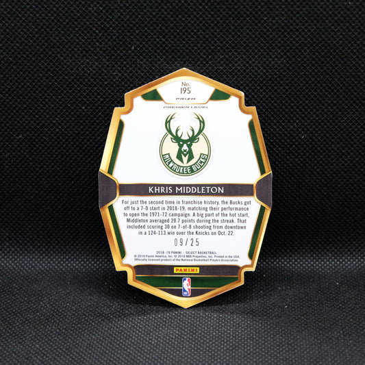 2018-19 Khris Middleton Select #195 Premier Level Die Cut Tye Dye /25