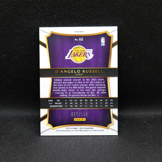 2015-16 D'Angelo Russell Select #62 Red Prizm /149 Rookie Card