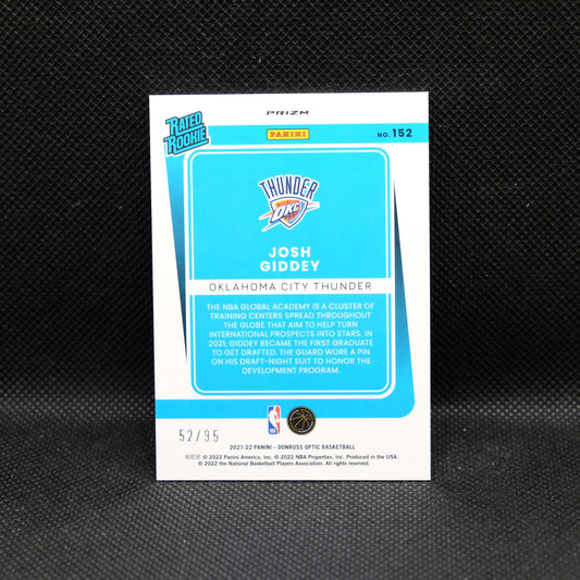 2021-22 Spectra Josh Giddey Donruss Optic Rated Rookie /95 Purple Fast Break