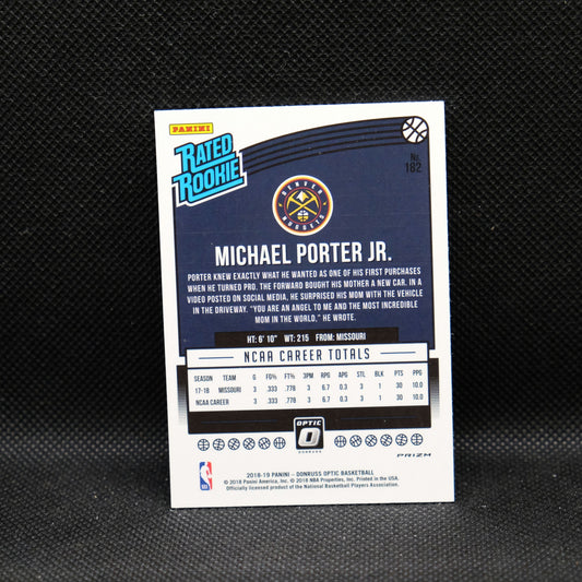 2018-19 Michael Porter Jr. Donruss Optic Rated Rookie #182 Mojo Prizm