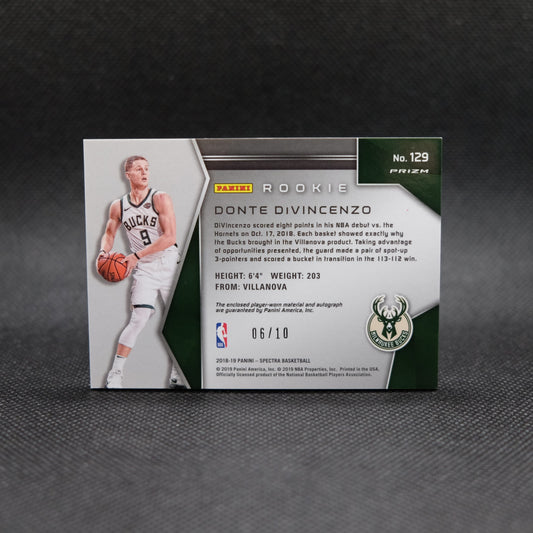 2018-19 Donte DiVincenzo Spectra Rookie Patch Auto #129 Gold Prizm /10