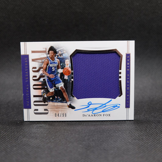 2018-19 De'Aaron Fox National Treasures Colossal Materials Autograph /99 CM-DAF
