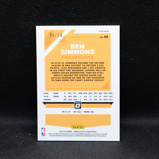 2019-20 Ben Simmons Donruss Optic Gold Fast Break Prizm /10