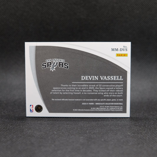 2020-21 Devin Vassell Immaculate MM-DVS Massive Materials Rookie Patch