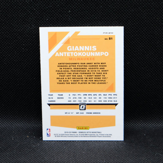 2019-20 Giannis Antetokounmpo Donruss Optic Silver Prizm #81