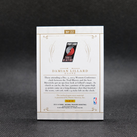 2013-14 Damian Lillard National Treasures #22 Air Apparent Patch /25