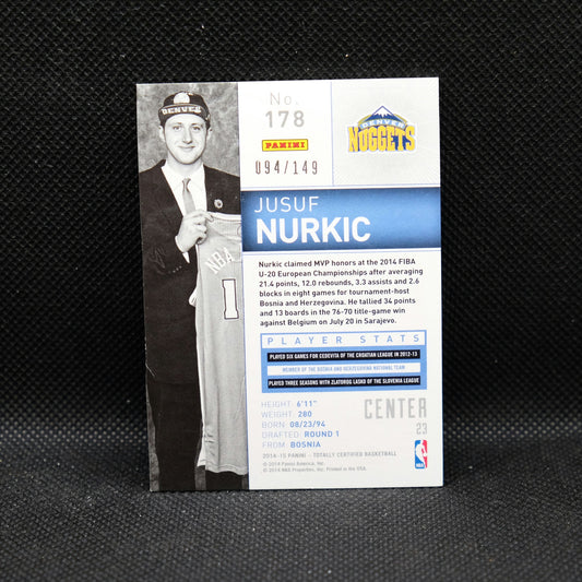 2014-15 Jusuf Nurkic Totally Certified #178 Blue Rookie Card /149