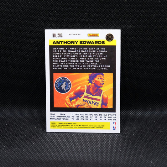 2020-21 Anthony Edwards Flux #202 Silver Prizm Rookie Card