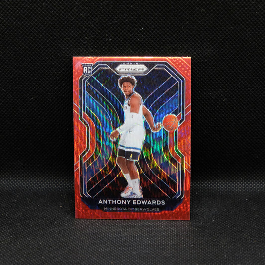 2020-21 Anthony Edwards Prizm #258 Red Wave Rookie Card