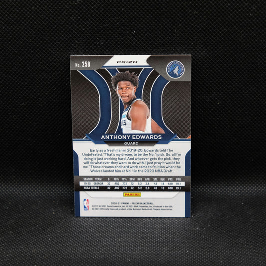 2020-21 Anthony Edwards Prizm #258 Red Wave Rookie Card