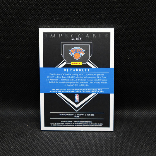 2019-20 RJ Barrett Immaculate #163 Rookie Patch Auto RPA /99