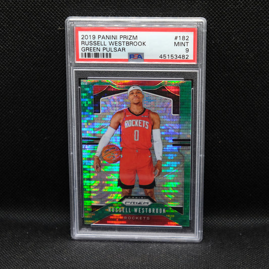 2019-20 Russell Westbrook Prizm #182 Green Pulsar Prizm PSA 9 MINT