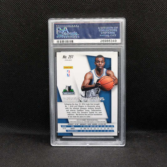 2014-15 Andrew Wiggins Prizm #251 Red White Blue Pulsar RC PSA 10
