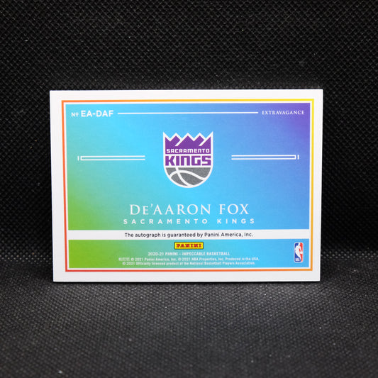 2020-21 De'Aaron Fox Impeccable EA-DAF Extravagance Autograph