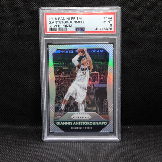 2015-16 Giannis Antetokounmpo Prizm #144 Silver Prizm PSA 9