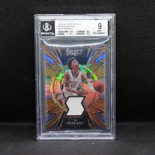2019-20 Ja Morant Select Sparks Memorabilia Copper Prizm SP-JMT /49 BGS 9 Mint