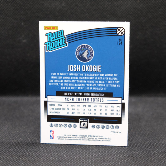 2018-19 Josh Okogie Donrusss Optic Rated Rookie Mojo Prizm