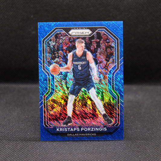 2020-21 Kristaps Porzingis Prizm #18 Blue Shimmer Prizm /35