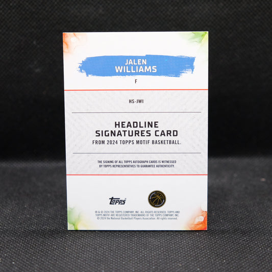 2024 Jalen Williams Topps Motif HS-JWI Headline Signatures /99