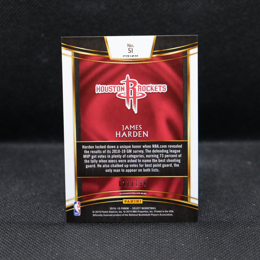 2018-19 James Harden Select #51 Red Prizm /199