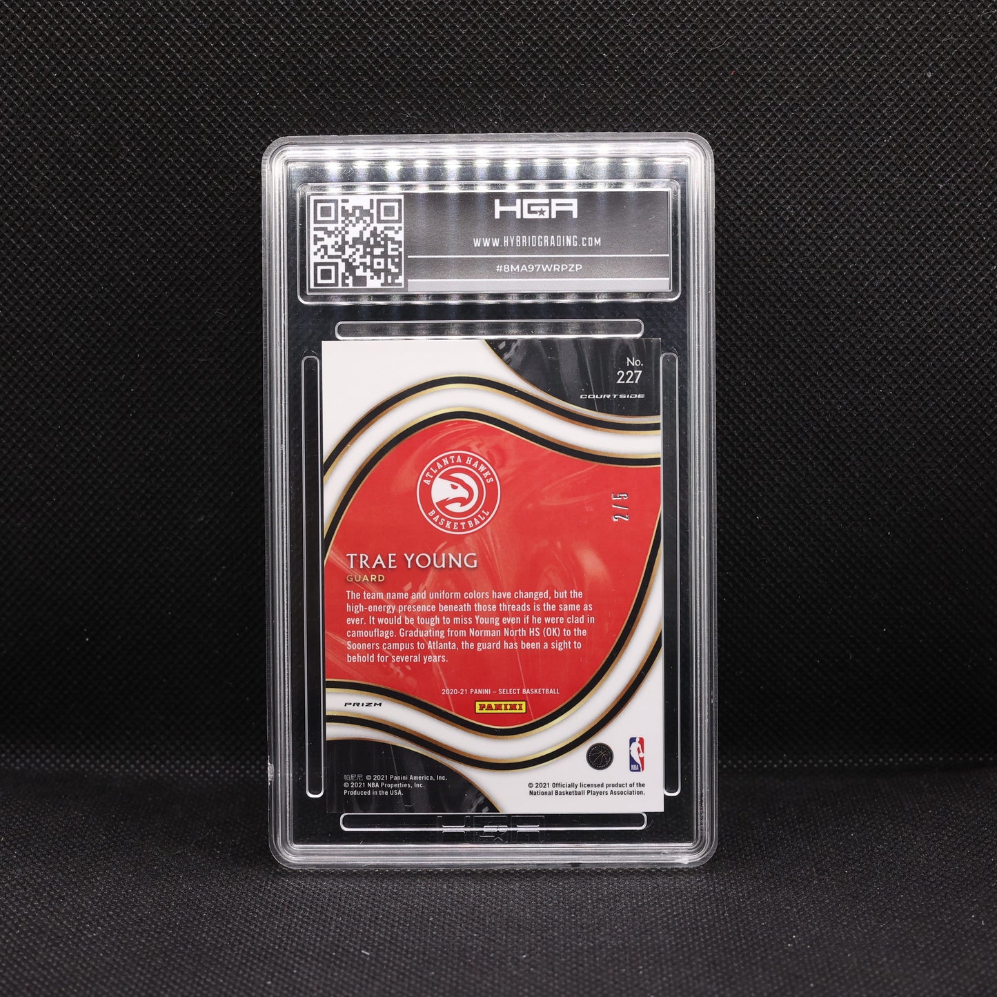 2021-22 Trae Young Select #227 Courtside Purple Pulsar Prizm /5