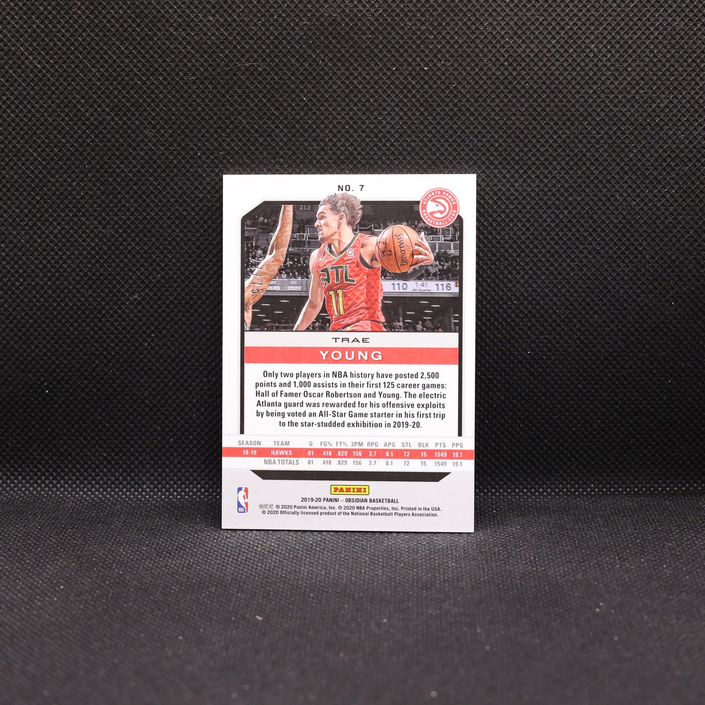 2019-20 Trae Young Obsidian #7 Purple /75
