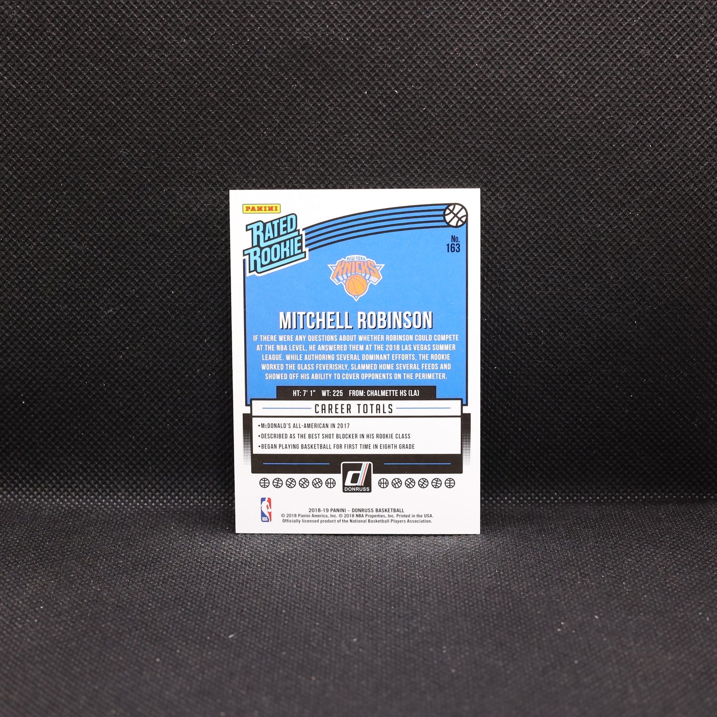 2018-19 Mitchell Robinson Donruss Rated Rookie Press Proof /349 RC