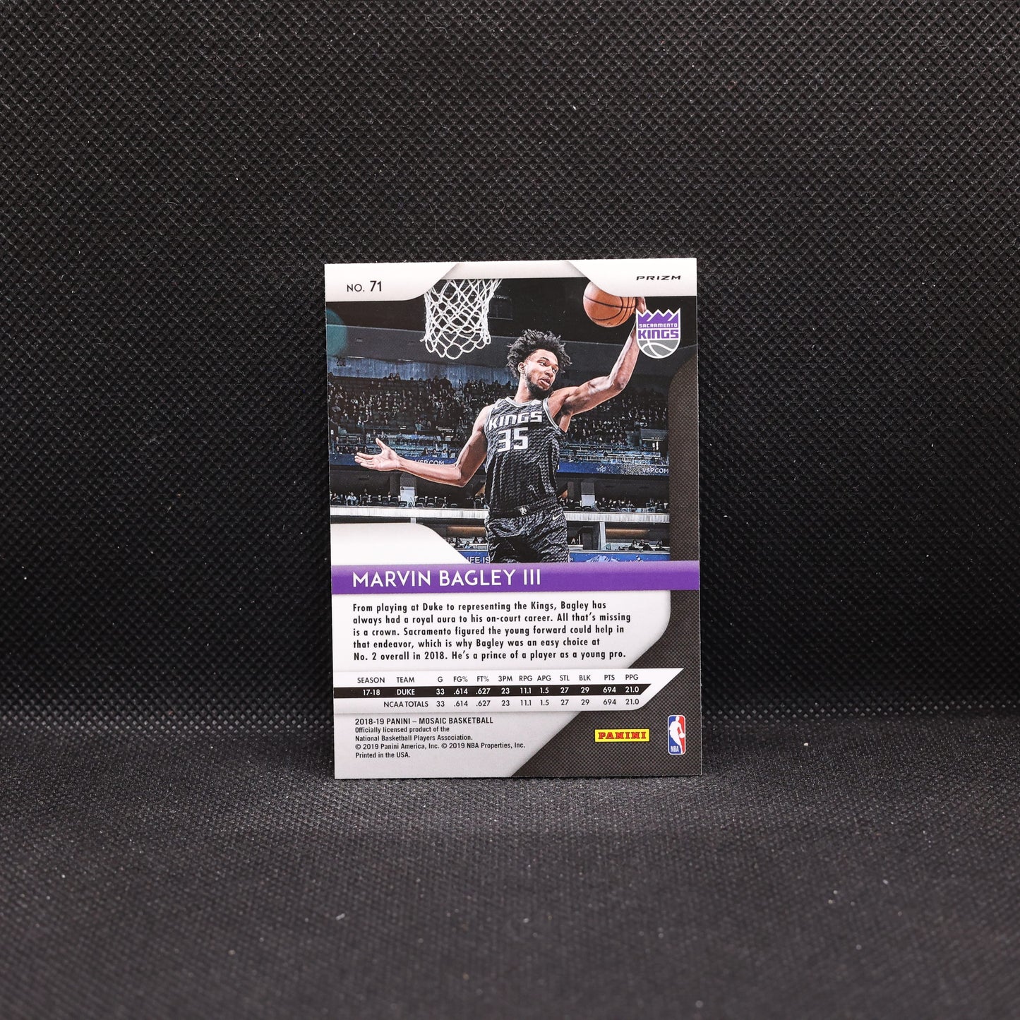 2018-19 Marvin Bagley III Mosaic #71 Silver Mosaic Prizm Rookie Card