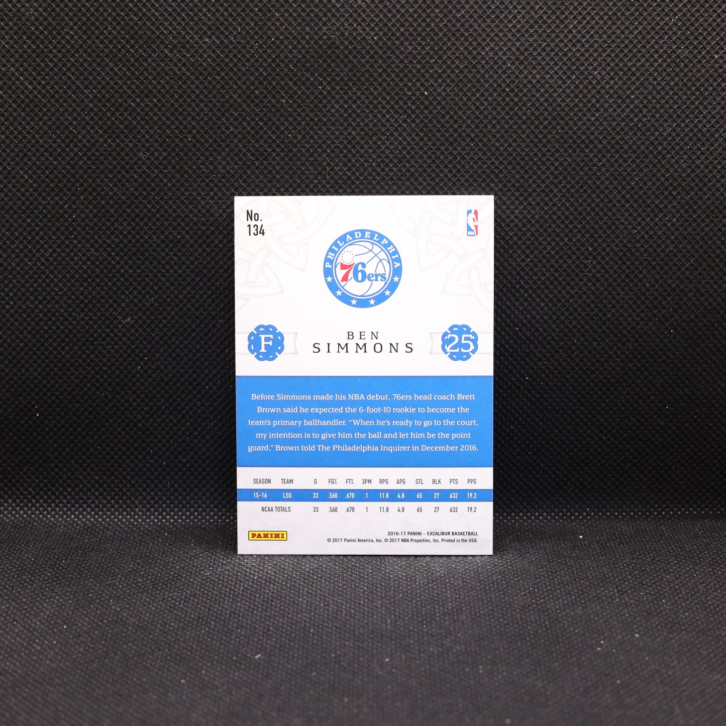 2016-17 Ben Simmons Excalibur #134 Rookie Card