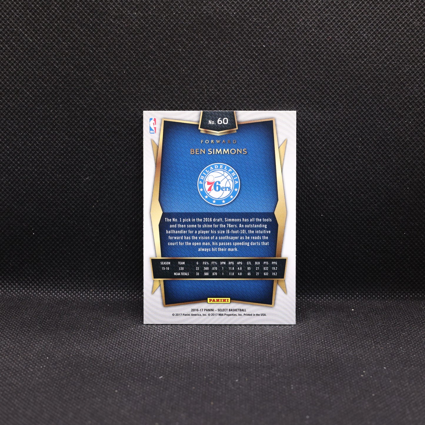 2016-17 Ben Simmons Select #60 Rookie Card