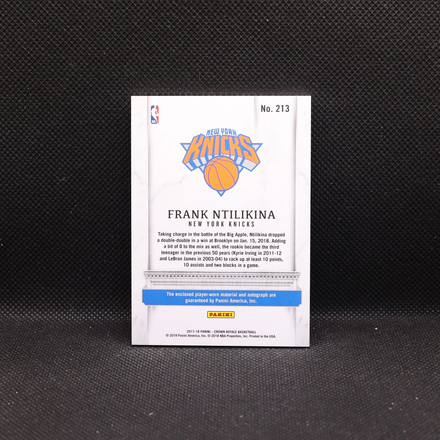 2017-18 Frank Ntilikina Crown Royale Silhouettes Rookie Patch Auto /199