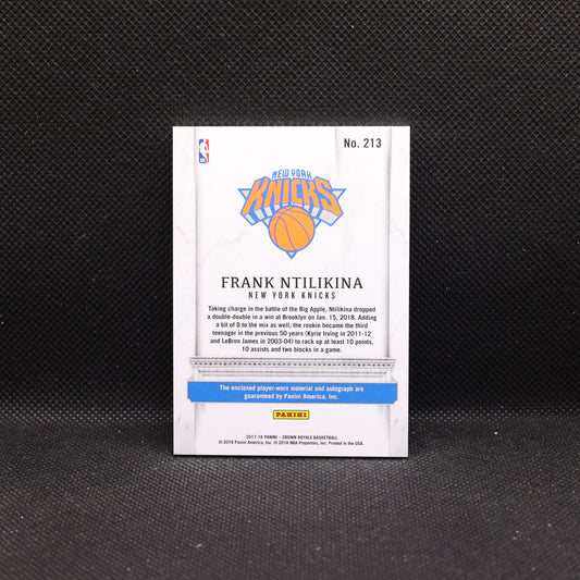 2017-18 Frank Ntilikina Crown Royale Silhouettes Rookie Patch Auto /199