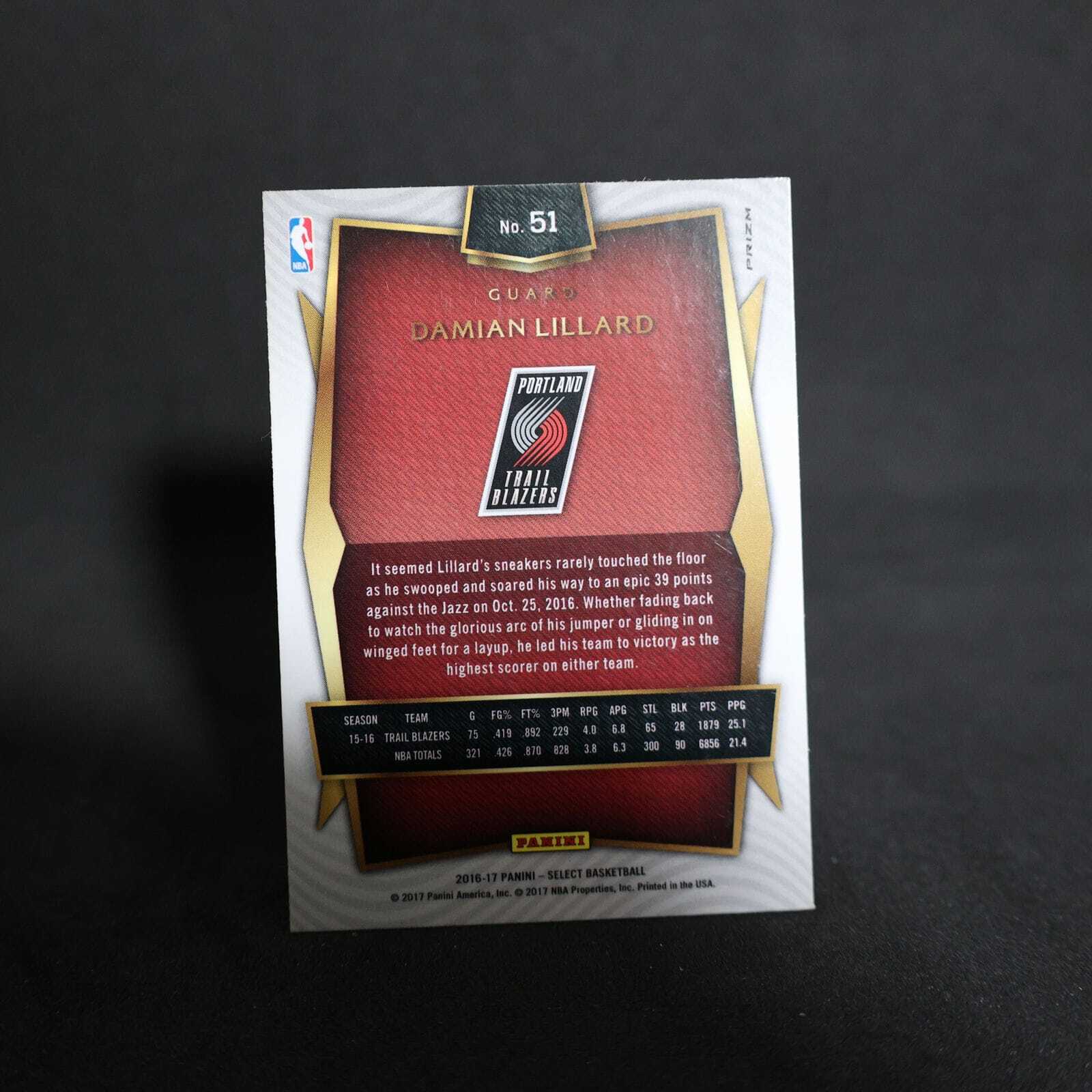 2016-17 Panini Select Damian Lillard #51 Silver Prizm