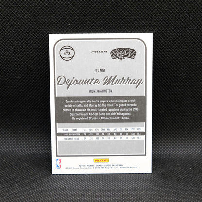 2016-17 Panini Donruss Optic Dejounte Murray Holo Silver Prizm Rookie Card