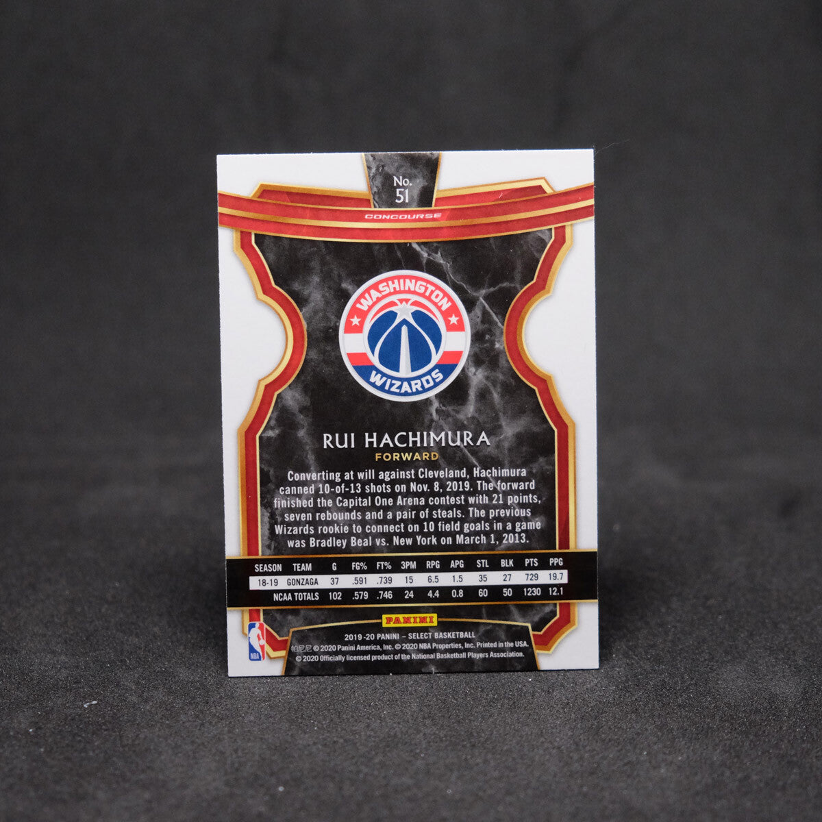 2019-20 Rui Hachimura Select Concourse #51 Rookie Card