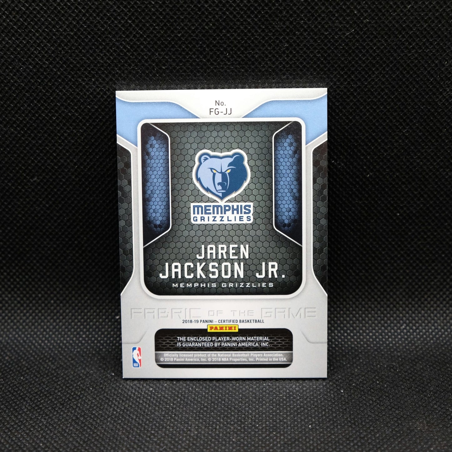 2018-19 Totally Certified Jaren Jackson Jr Fabric Of The Game Rookie Player W...
