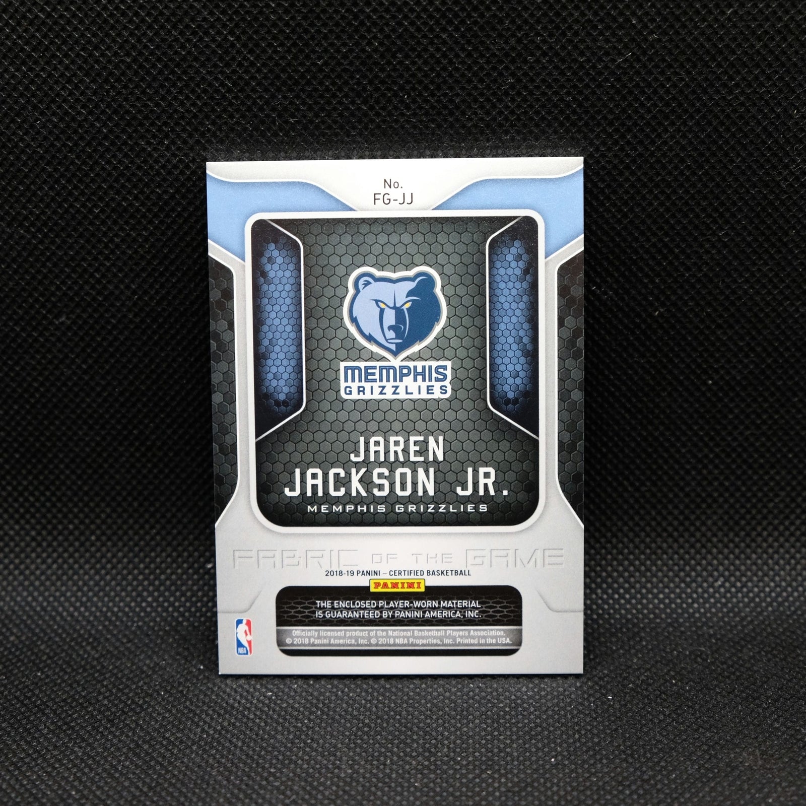 2018-19 Totally Certified Jaren Jackson Jr Fabric Of The Game Rookie Player W...