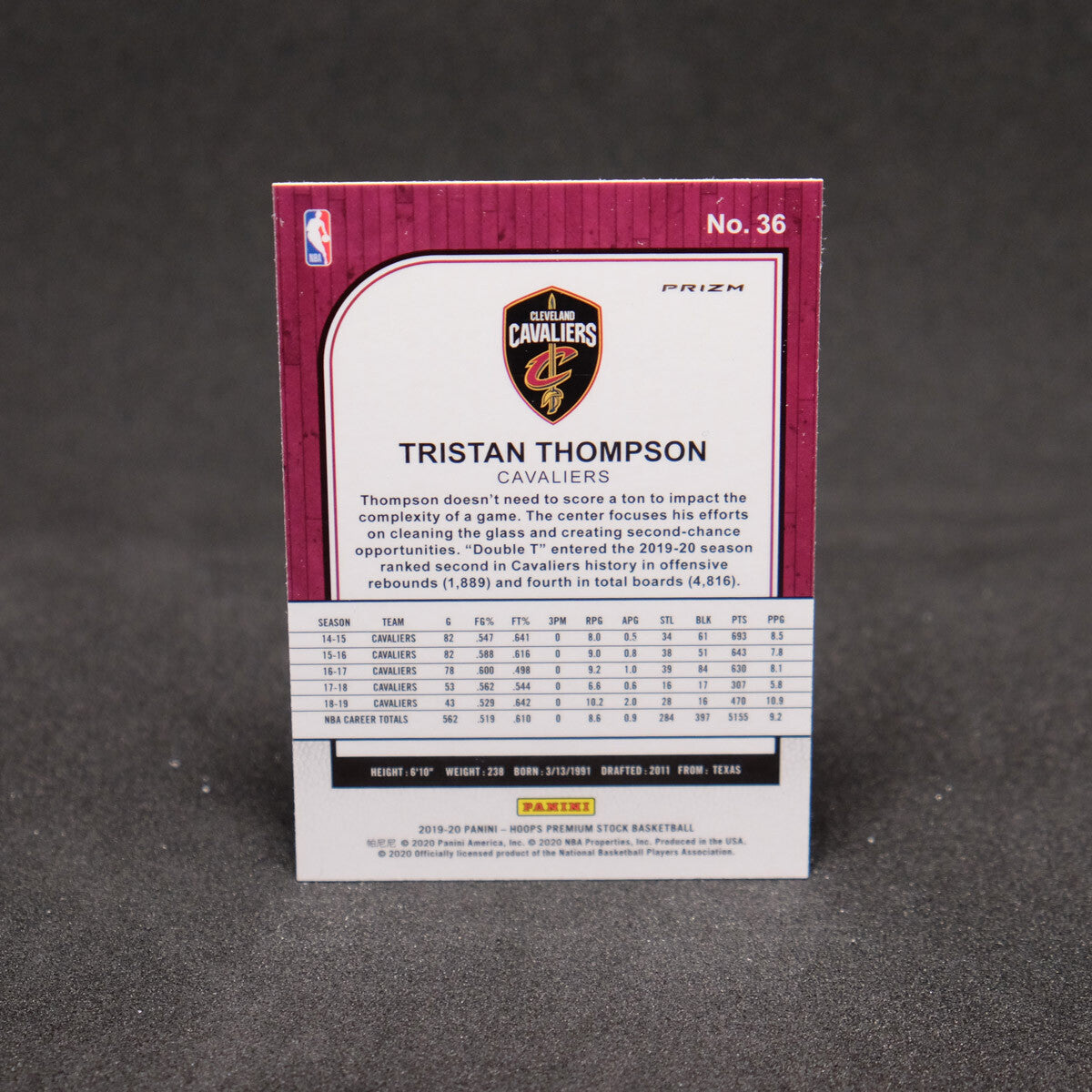 Tristan Thompson 2019-20 NBA Hoops Premium Stock Laser Prizm